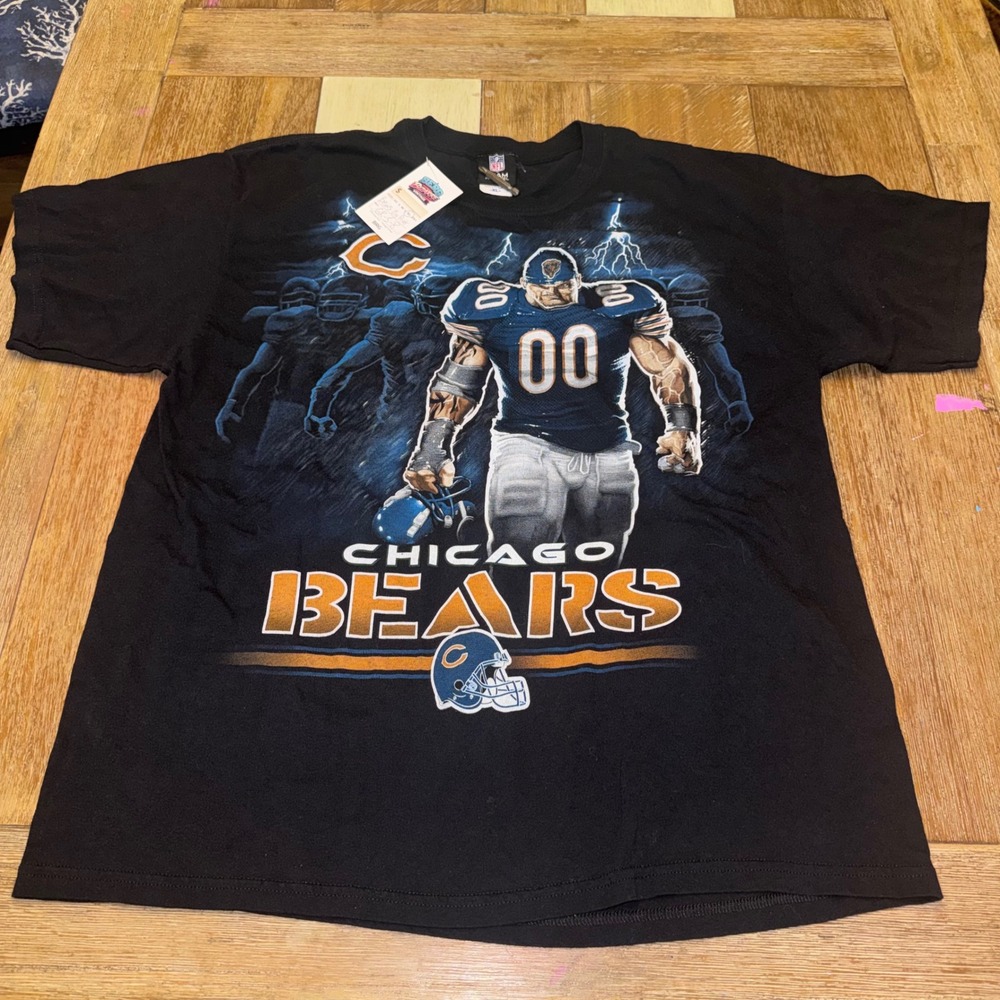 NFL Team Apparel T-Shirt Mens XL Black Excellent Chicago Bears Big Graphic Print